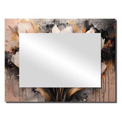 «Pink Gold Morning Tulips I», art mural miroir décoratif floral, imprimé sur métal