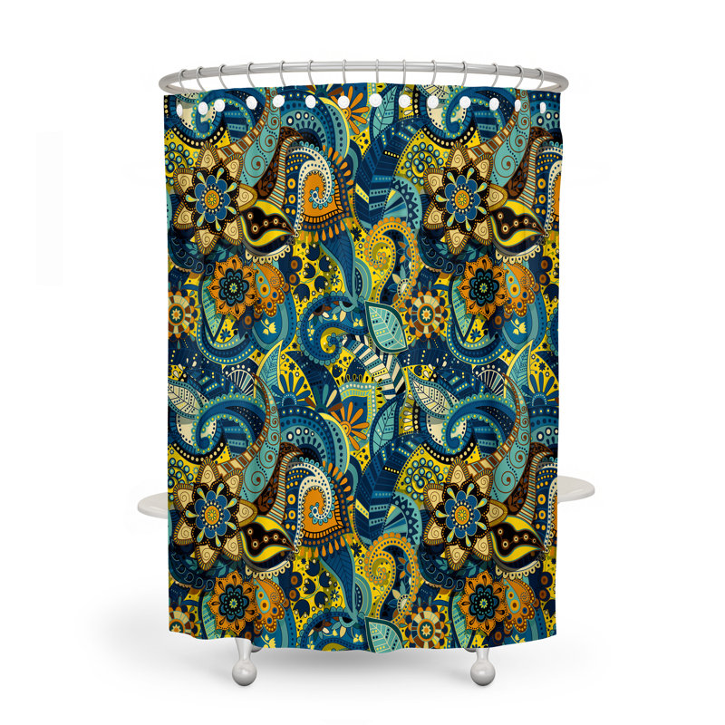 Abstract Shower Curtain, 83" H x 70" W, Blue Abstract