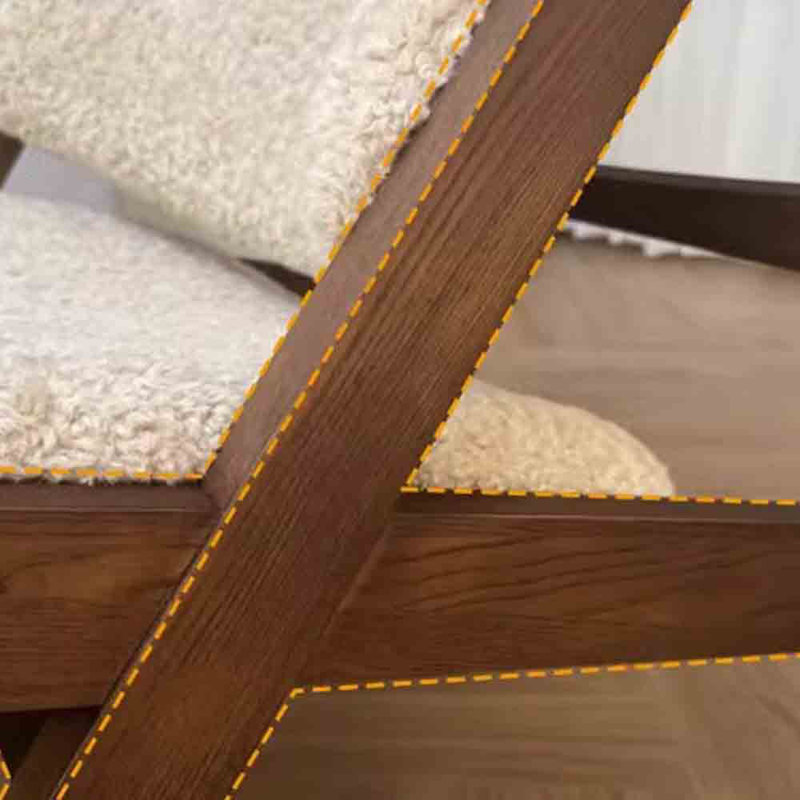 Chaise de loisir simple en molleton crème., Marron foncé, Kaki foncé