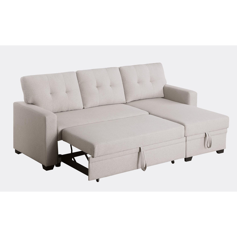Canapé-lit à accoudoirs carrés 81,9 po, Mélange de coton beige