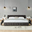 Lit tapissier très grand californien avec rangement, tissu chenille, tête de lit confortable et structure unie - gris foncé-465307108