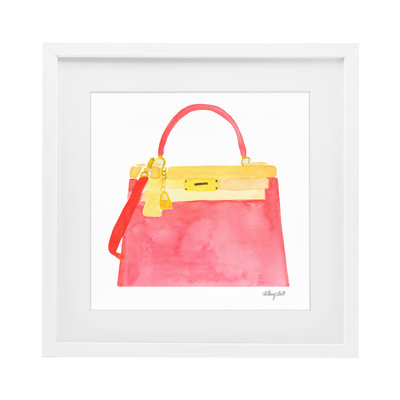 Élégant sac à main corail imprimé sous verre, design par Hillary Holt