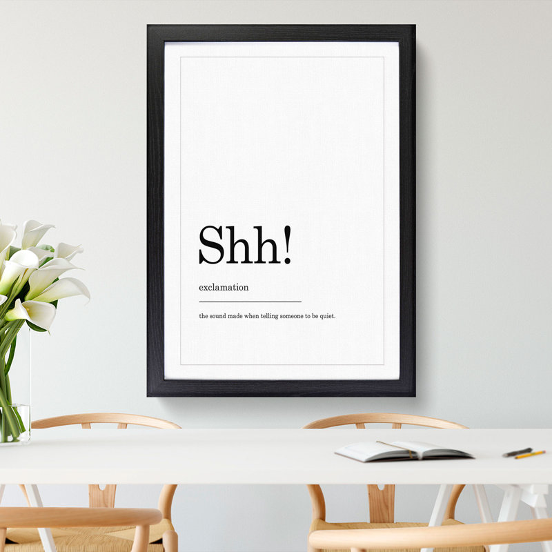 Definition of Shh - Picture Frame Typography, 65cm H x 48cm W x 2cm D, Black