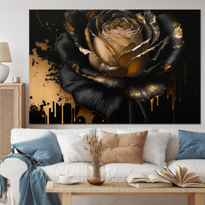 Black And Gold Rose II  Rose Wall Art