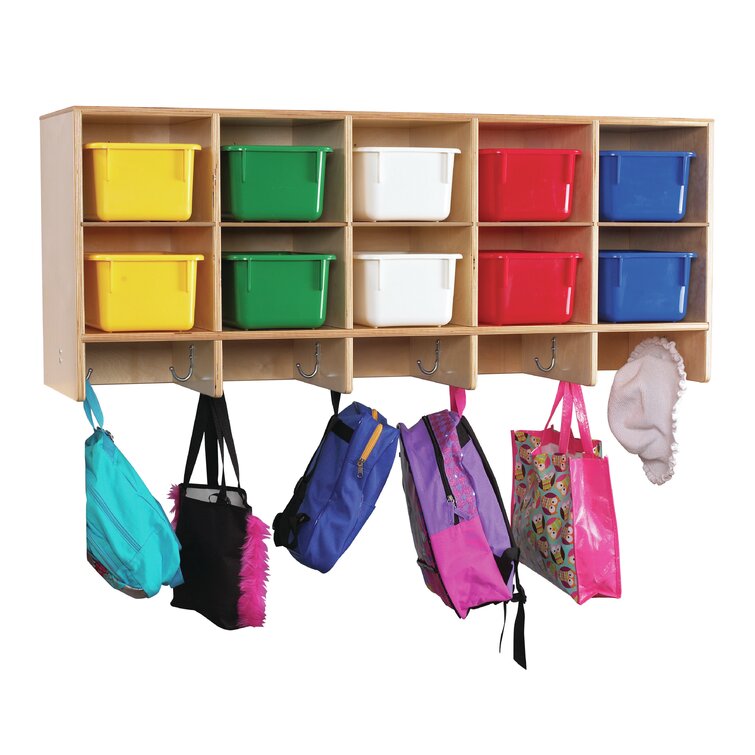  Contender 8 Section Coat Locker with Cubbies Storage Shelves,  Wooden Montessori Backpack Organizer for Daycare, Preschool & Home  [Greenguard Gold Certified] : Office Products