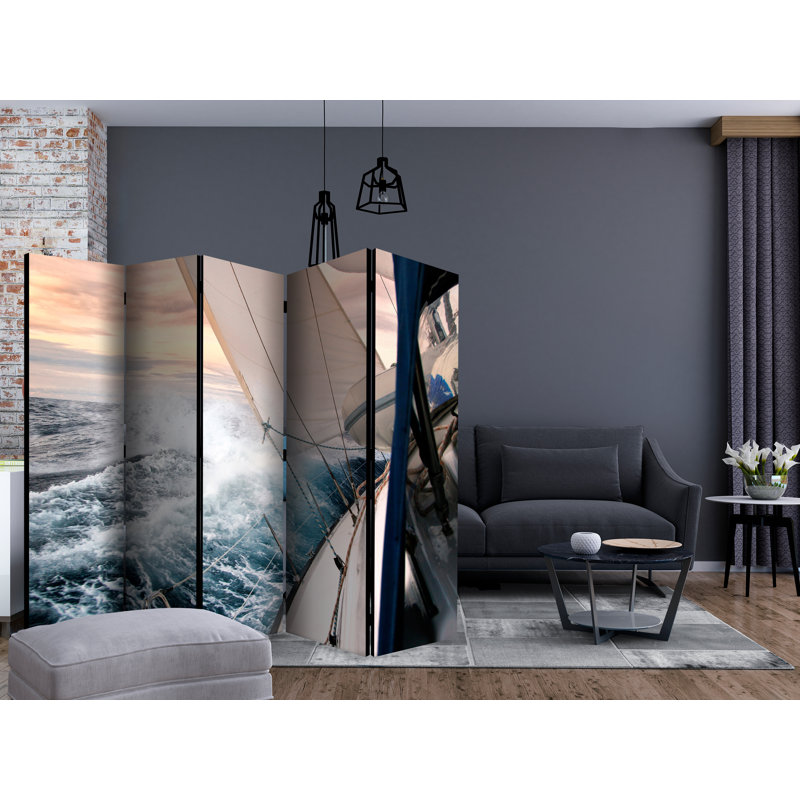 Canaan 225cm W x 172cm H 5 - Panel Solid Wood Folding Room Divider