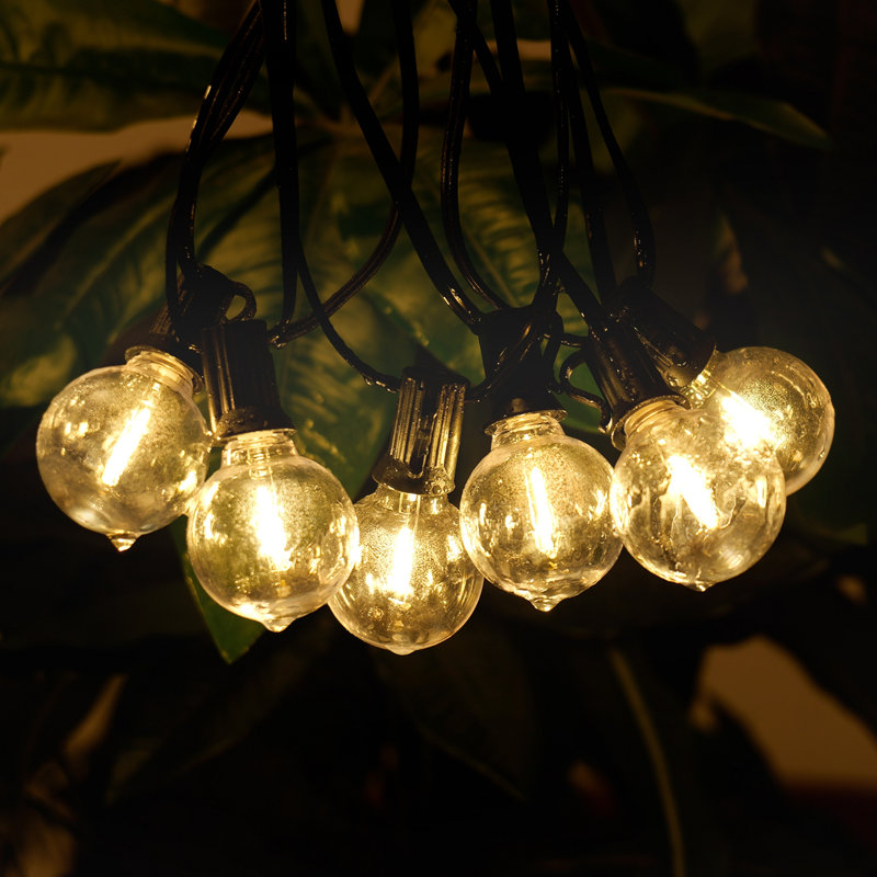 98FT LED Outdoor String Lights, Plug-In Waterproof Patio Lights With 50 Shatterproof Bulbs, Warm White Outdoor Hanging Light Decor For Backyard Deck Garden Bistro Porch Party