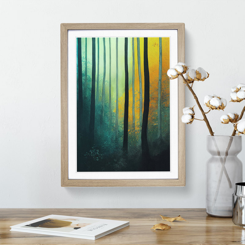 A Colourful Forest No.5 - Print, 46cm H x 34cm W, Oak Framed