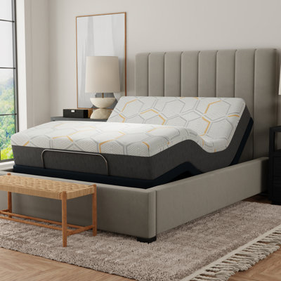 Blissful Nights 12'' Medium Copper Infused Infused Memory Foam Mattress and Adjustable Base