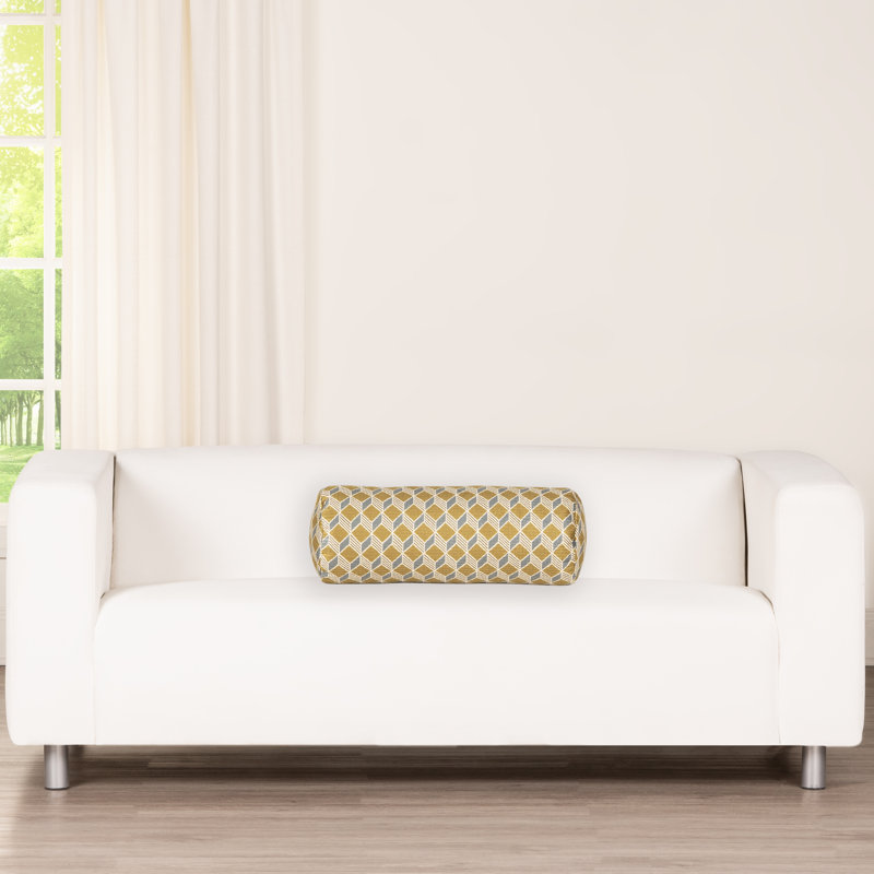 Coussin décoratif flottant Cubes, Brun géométrique 2, Traversin H 8 po x l 21 po