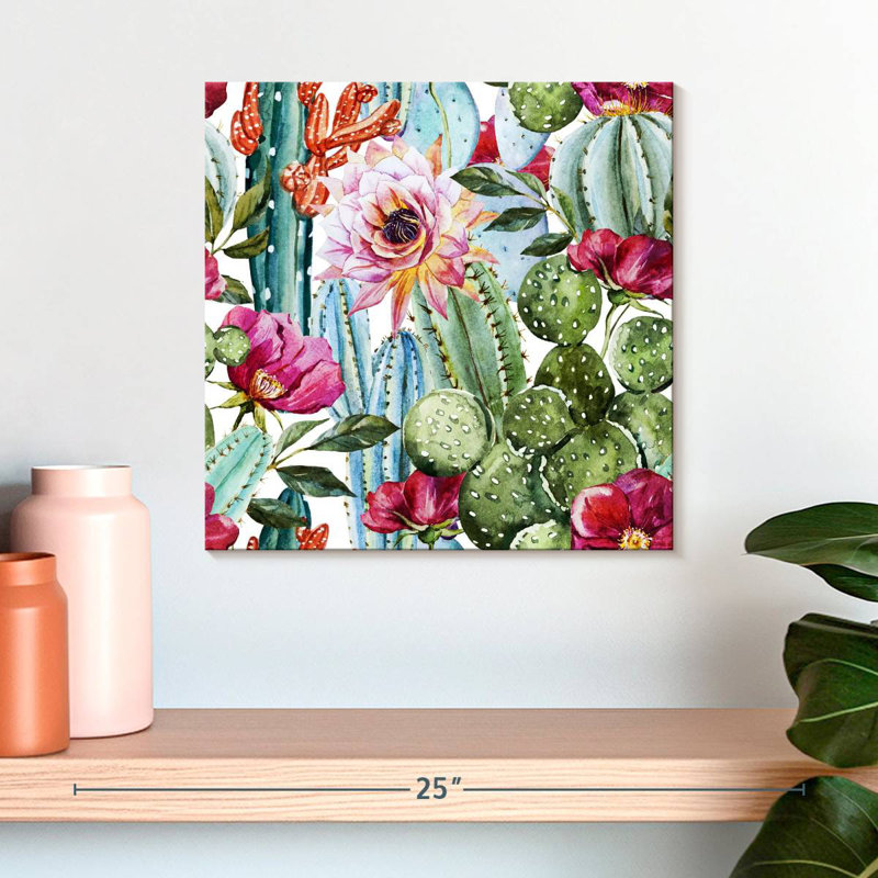 Fleurs de cactus colorées, H 16 po x l 16 po