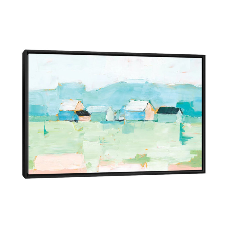 "Rurale pastel I" par Ethan Harper - reproduction d'art, H 26 po x l 40 po x 1,5 po, Toile avec cadre noir, Pas de tapis