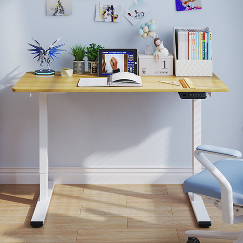 Electric Adjustable Height Standing Desk, Brown/White, 35.43" H x 47.24" W x 23.62" D