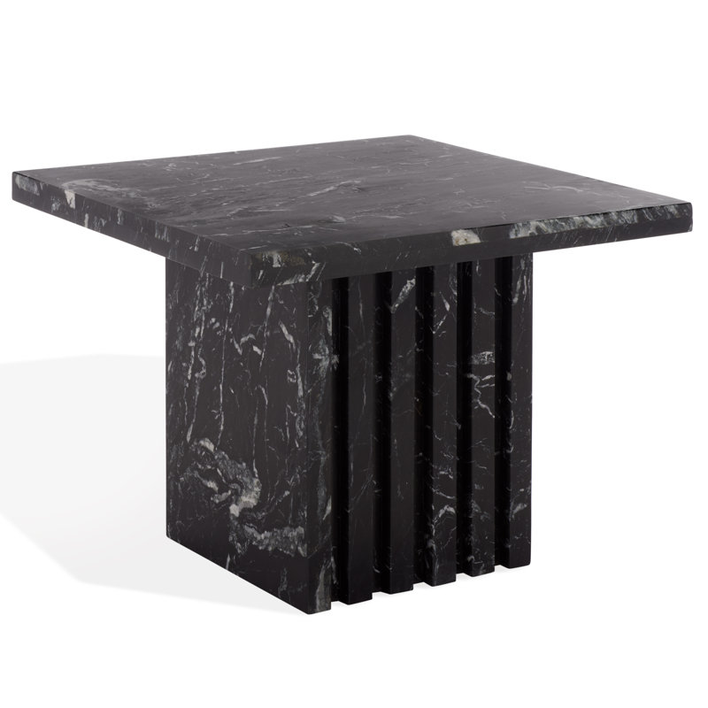 Pristina Tall Square Marble Accent Table, Black, 16" H x 21" W x 21" D