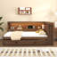 Lit de jour en bois pleine grandeur avec tablettes de rangement, USB, DEL et lit gigogne