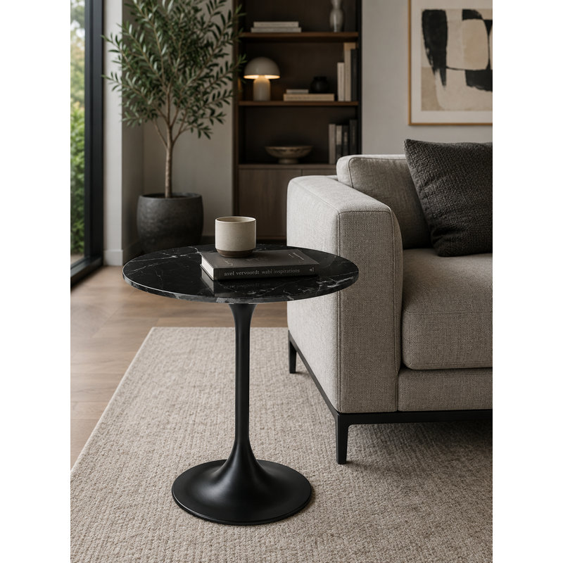  Table d'appoint Iris Black Faux Marble, Black
