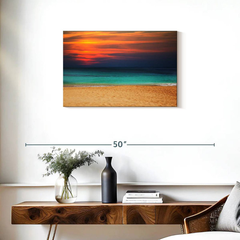 Coucher de soleil sur la mer Gillard, H 20 po x l 30 po