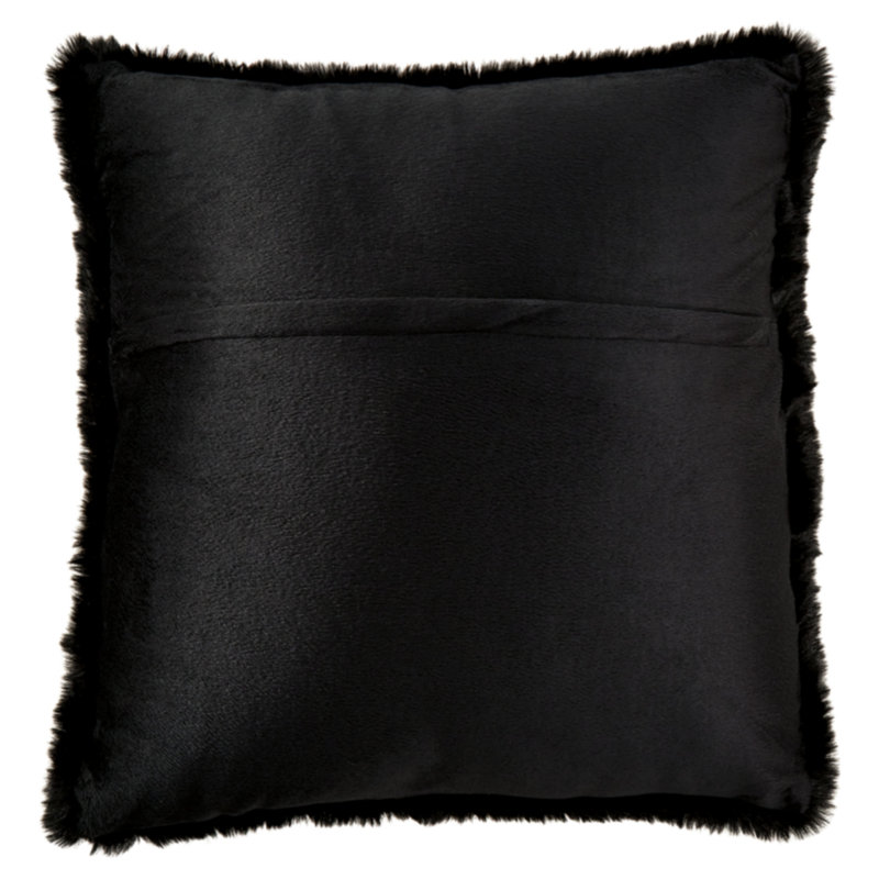 Black Faux Rabbit Fur Square Accent Pillow 20 x 20 Inches