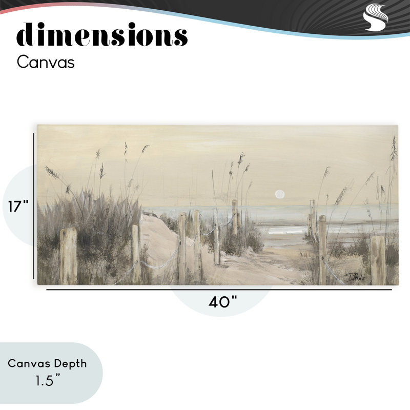 Toile White Moon Over Ocean, design par Patricia Pinto, H 17 po x l 40 po