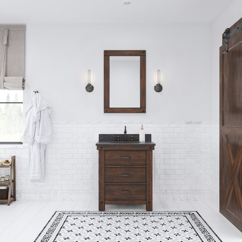 Jessen 30'' W Single Vanity, Carrara White, Rostic Sienna
