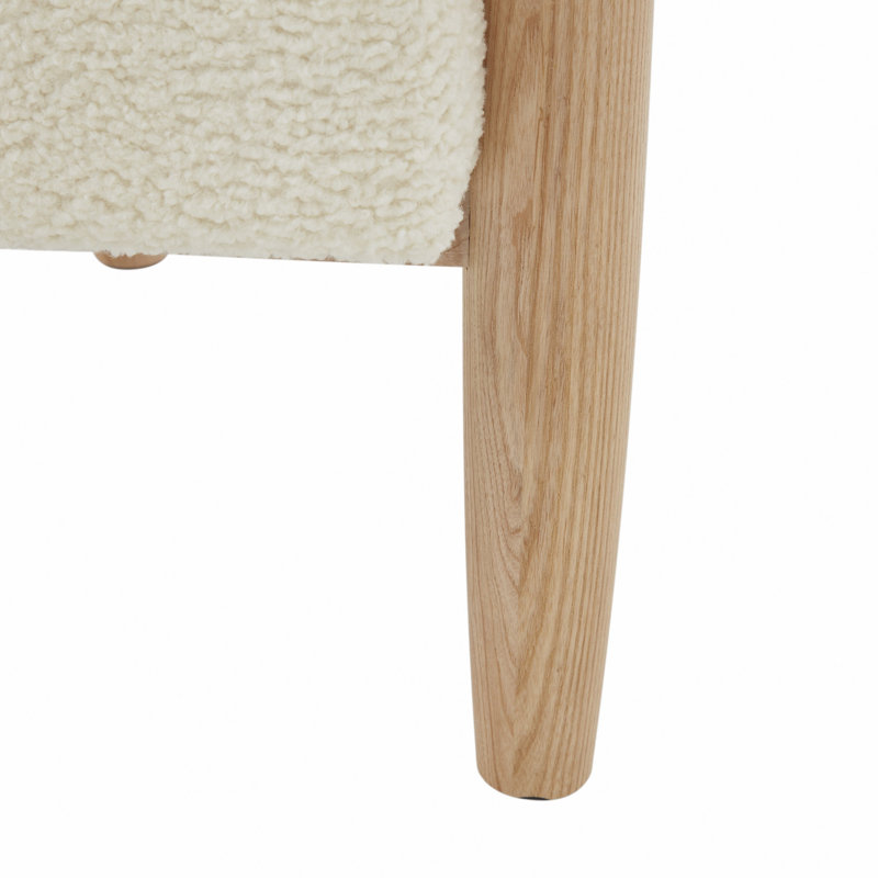 Fauteuil d'appoint à dossier courbé, Chenille ivoire, Naturel