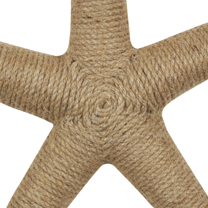 Décoration murale étoile de mer en corde de jute avec corde suspendue, Brun clair