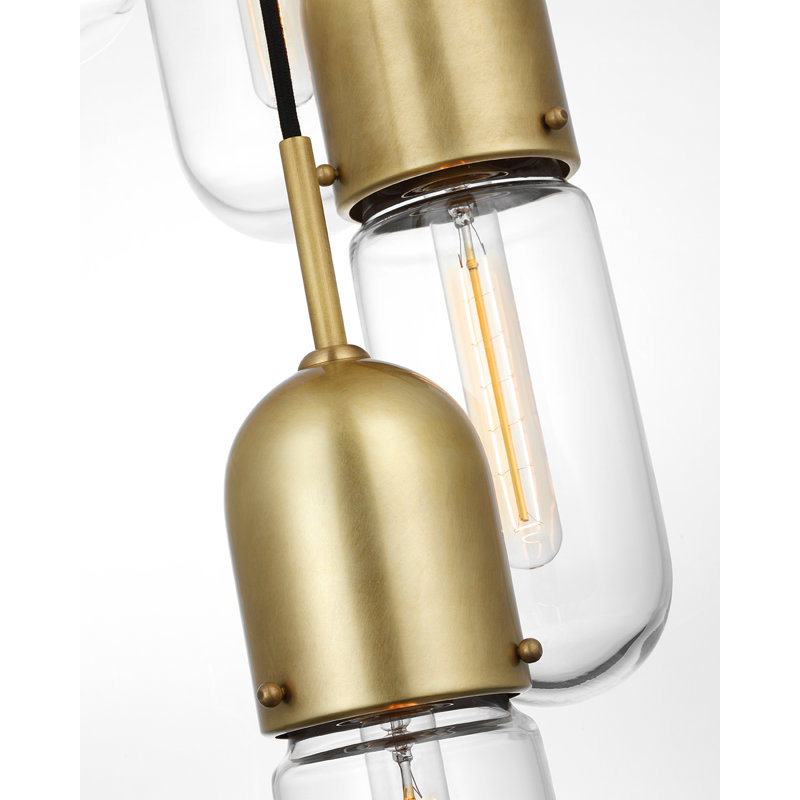 Junio 5 - Light Chandelier, Hand-Rubbed Antique Brass, Clear
