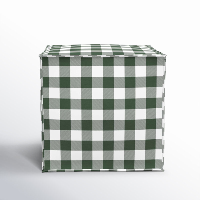 Upholstered Ottoman, Classic Gingham Evergreen