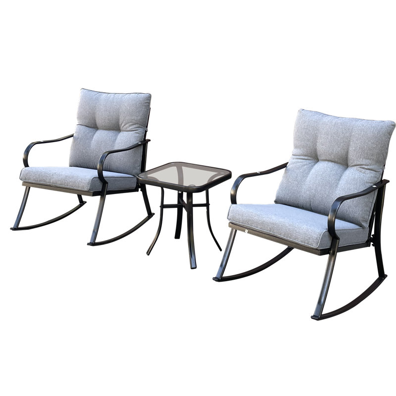Chaise berçante d'extérieur en métal Ottokar, Gris moyen