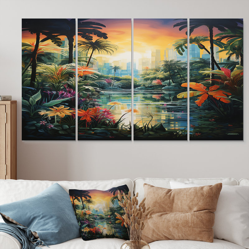 Edinboro - Ensemble de décorations murales tropicales côtières, 4 pièces, H 28 po x l 48 po