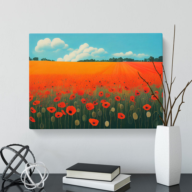Stellar Poppy Field Flowers - Wrapped Canvas, 35cm H x 50cm W x 3cm D
