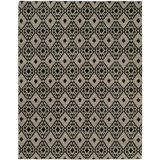 Wool Geometric Area Rug in Black/Lilac