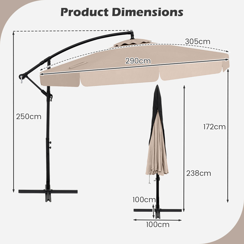 290cm Cantilever Parasol, Beige