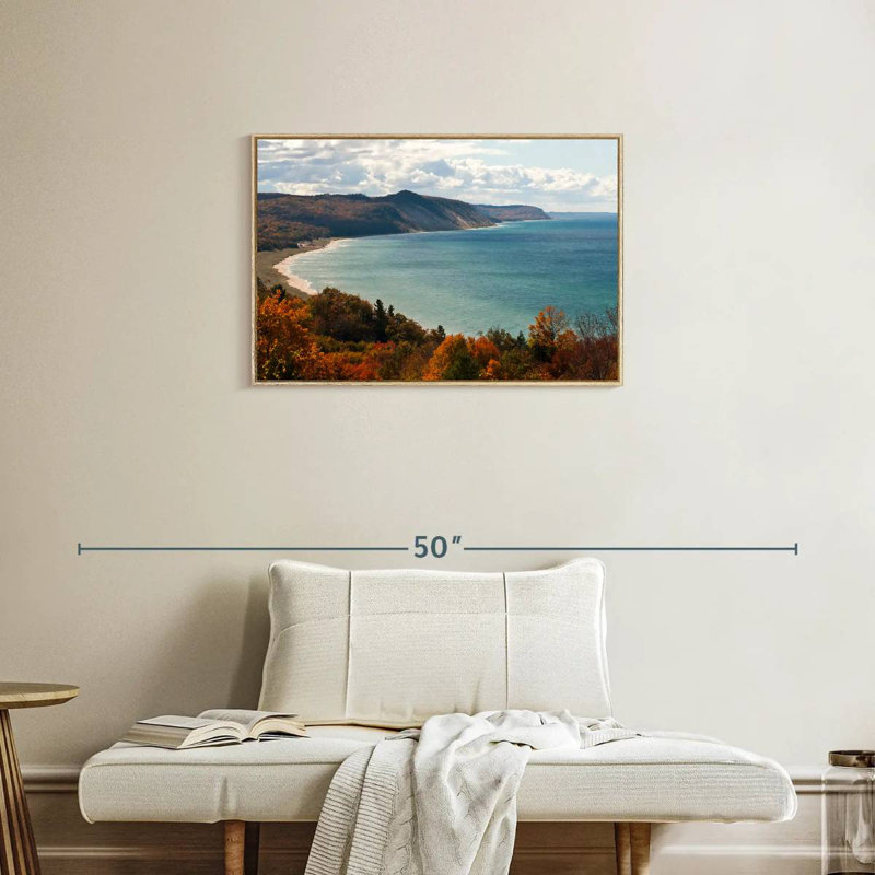 Dunes du lac Michigan, Cadre flottant en bois naturel, 46 po x 31 po