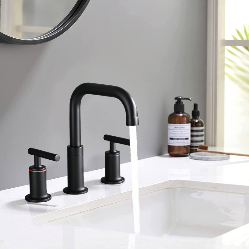 Robinet de lavabo de salle de bain espacé de 8 pouces avec bonde escamotable, noir mat, aspect laiton mat