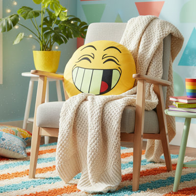 Coussin décoratif d’intérieur/d’extérieur avec visage expressy