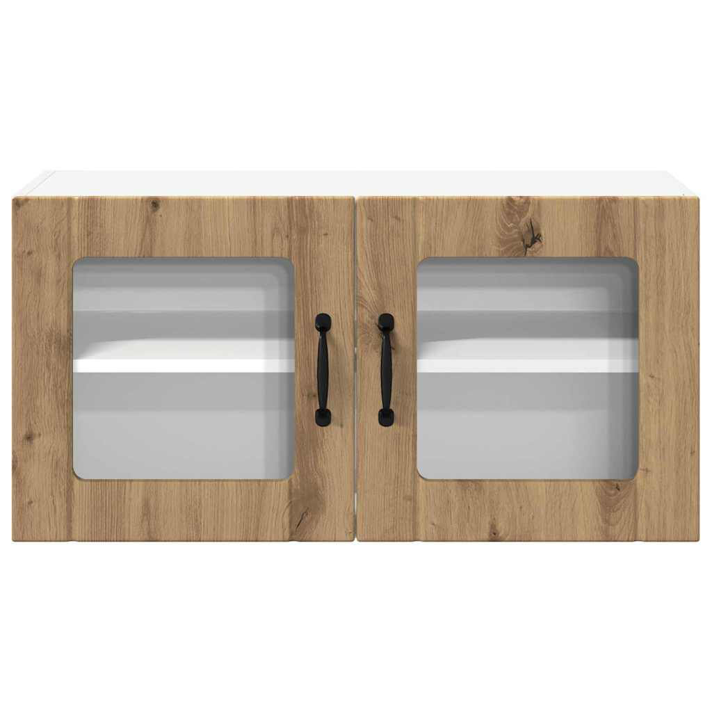 vidaXL Wall Glass Cabinet LUCCA Artisan Oak 80 x 31 x 40 cm - Image 2
