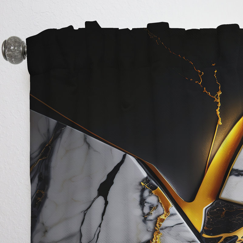 Bardolph - Abstract Geode Black I - Modern Velvet Curtain - Room Darkening - 1 panel, 52" W x 120" L