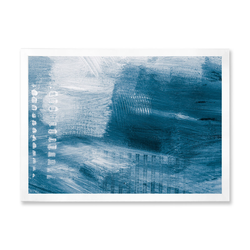 Nuances de bleu créatif - Peinture sur toile, H 30 po x l 40 po x P 1,5 po, Cadre de coin blanc fermé