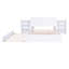 Grand lit plateforme avec rangement gigogne simple TG, construction en bois massif blanc et solide, construction de gigognes et de gigognes pour chambre à coucher, tête de lit fonctionnelle