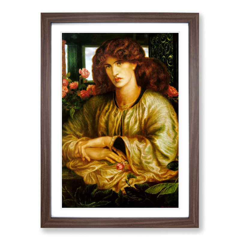 The Woman and Window by Dante Gabriel Rossetti - Framed Print, 65cm H x 48cm W x 2cm D, Walnut