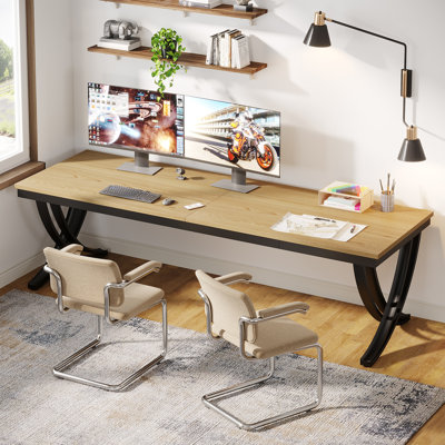 Dolliver 78.74" Extra Long Double Computer Desk With Unique Metal Legs （Only Desk)