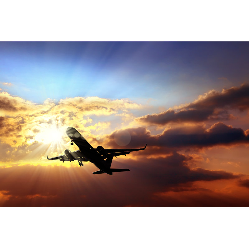 Close Up Flying Commercial Passenger Airplane - Wrapped Canvas Art Prints, 30cm H x 46cm W x 3.8cm D