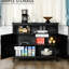 Buffet ajustable à tablettes réglables noir pour bar ou entrée, 2 portes à bascule, armoire de cuisine l 41,75 po x P 17,75 po H 35,5 po avec portes et tablettes intérieures
