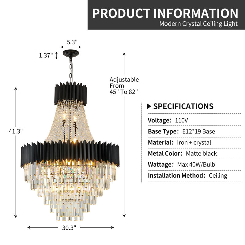 Chandelier, 19, 7, 41.30'' H x 30.3'' W x 30.3'' D