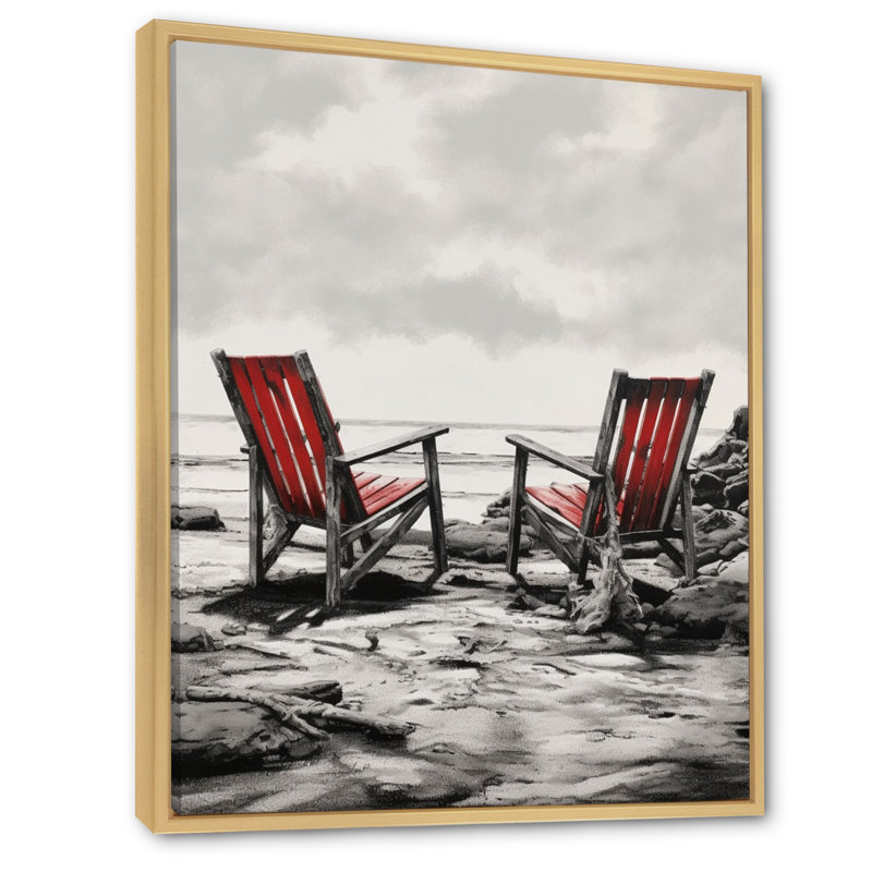 «Ocean View Chairs III», reproduction sur toile, Cadre naturel flottant, H 40 po x l 30 po x P 1,5 po