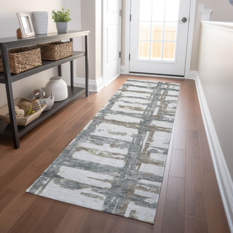 Premium Machine Washable Prisco Silver Rug, Runner 2'3" x 7'6"