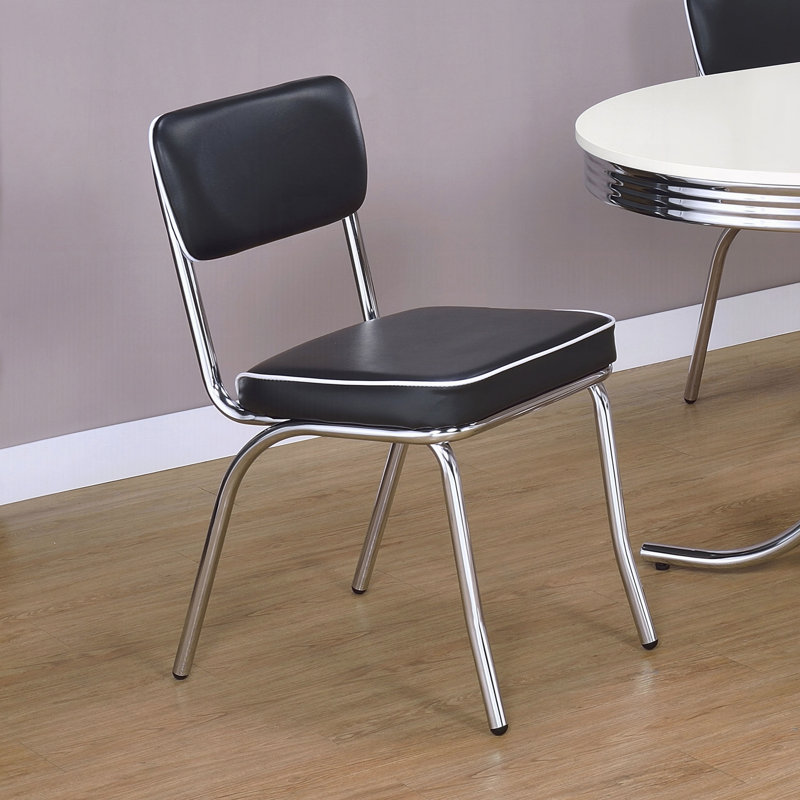 Chaises d'appoint noires et chromées (ensemble de 2)