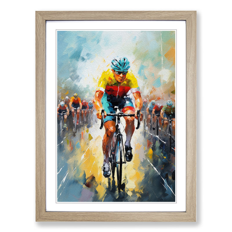 Tour De France Impressionism Framed Print, 46cm H x 34cm W x 2cm D, Oak 