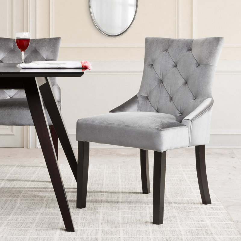 Chaise d'appoint rembourrée en velours Donegan, Gris clair